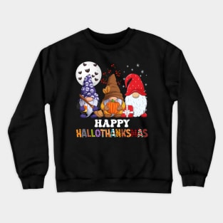 Halloween Thanksgiving Christmas Happy HalloThanksMas Gnomes Crewneck Sweatshirt